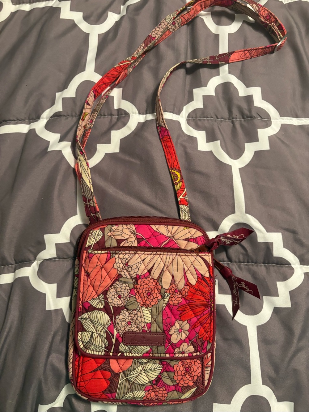 Vera Bradley Floral Crossbody in Red, Pink and Cream